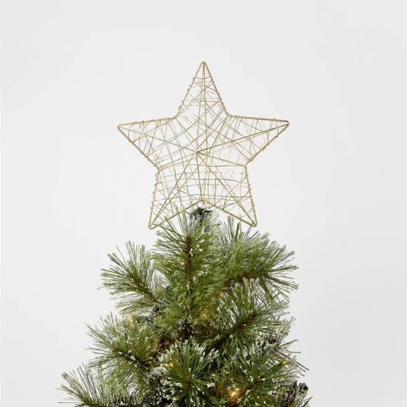 Lit Gold Wire Wrapped Star Christmas Tree Topper 10" Warm Dewdrop Lights Up Holi - Picture 4 of 6